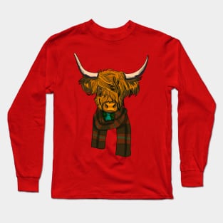 Christmas Business Highland Cow Long Sleeve T-Shirt